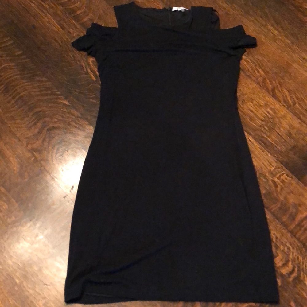 Black cold shoulder dress